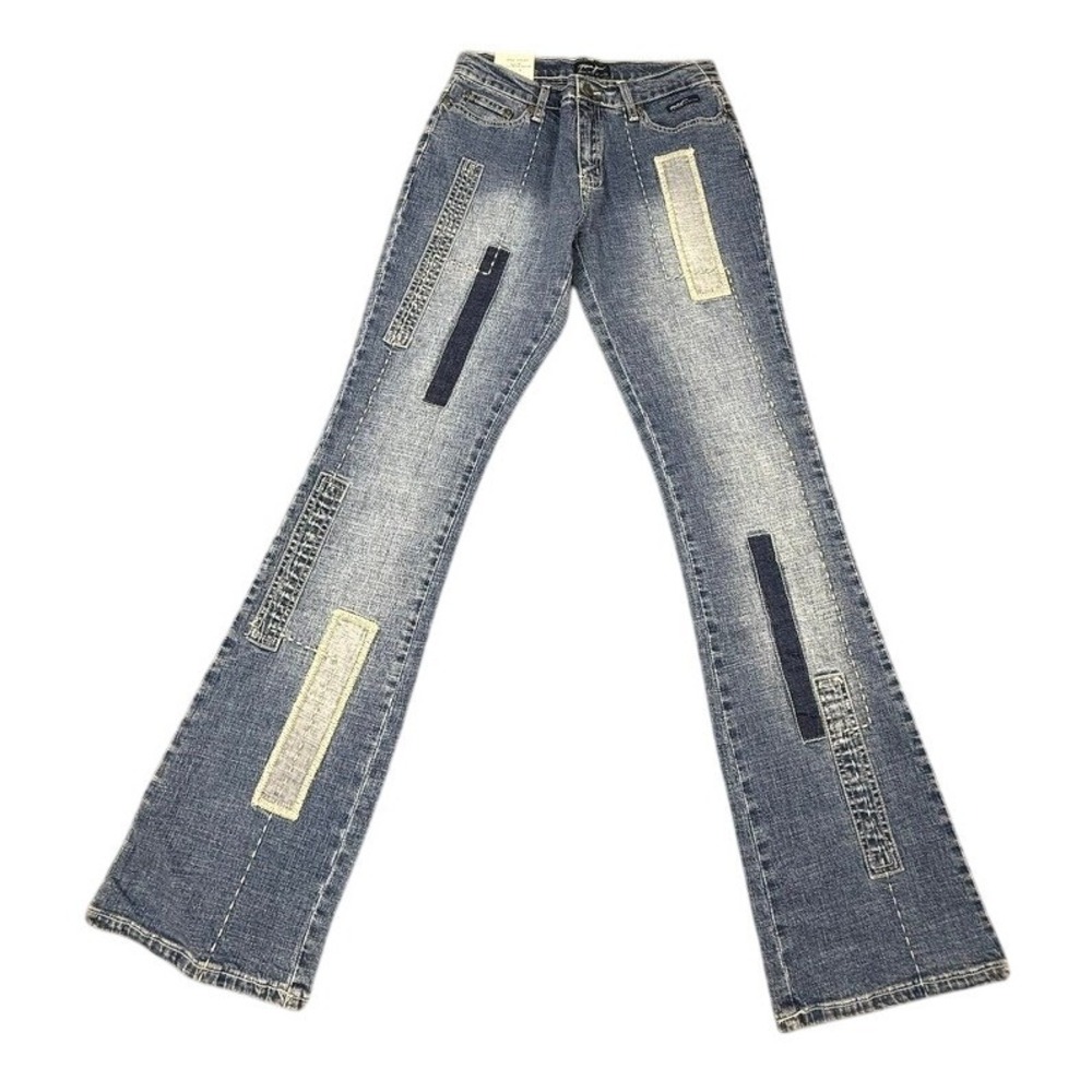 Paco Jeans Womens Size 5 Patchwork Contrast Stitch Denim Blue LP5352 NWT